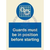 Marine Mandatory Sign: Guards Must Be In Position Before Starting + Symbol